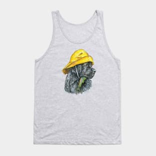 Newfoundland Dog in Sou'wester Hat with Fish Tank Top